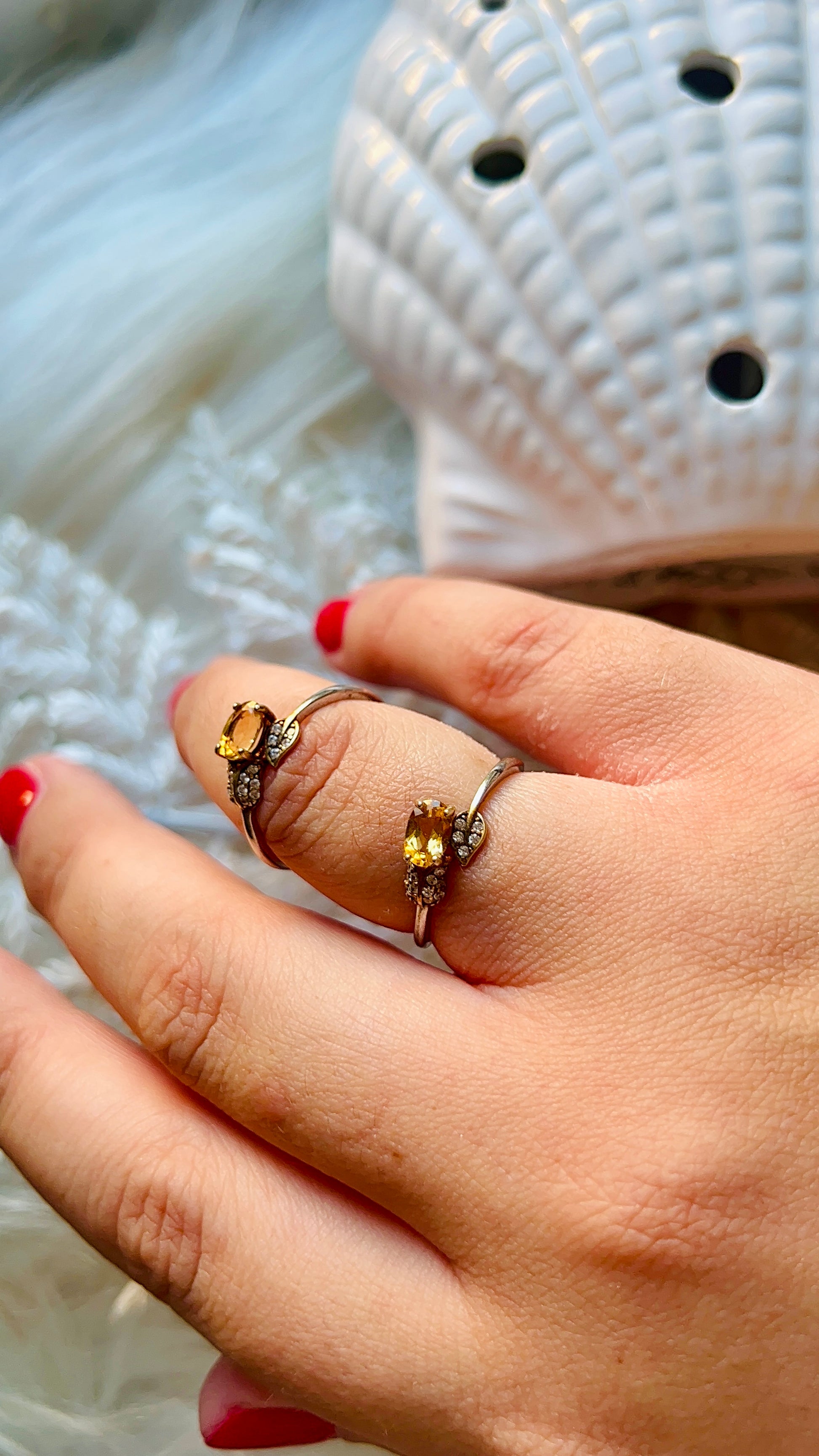 Anello con quarzo citrino